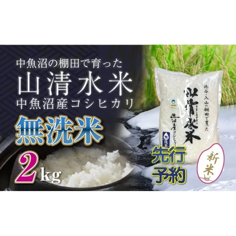 【令和8年産 先行予約】新潟県魚沼産コシヒカリ「山清水米」無洗米2kg