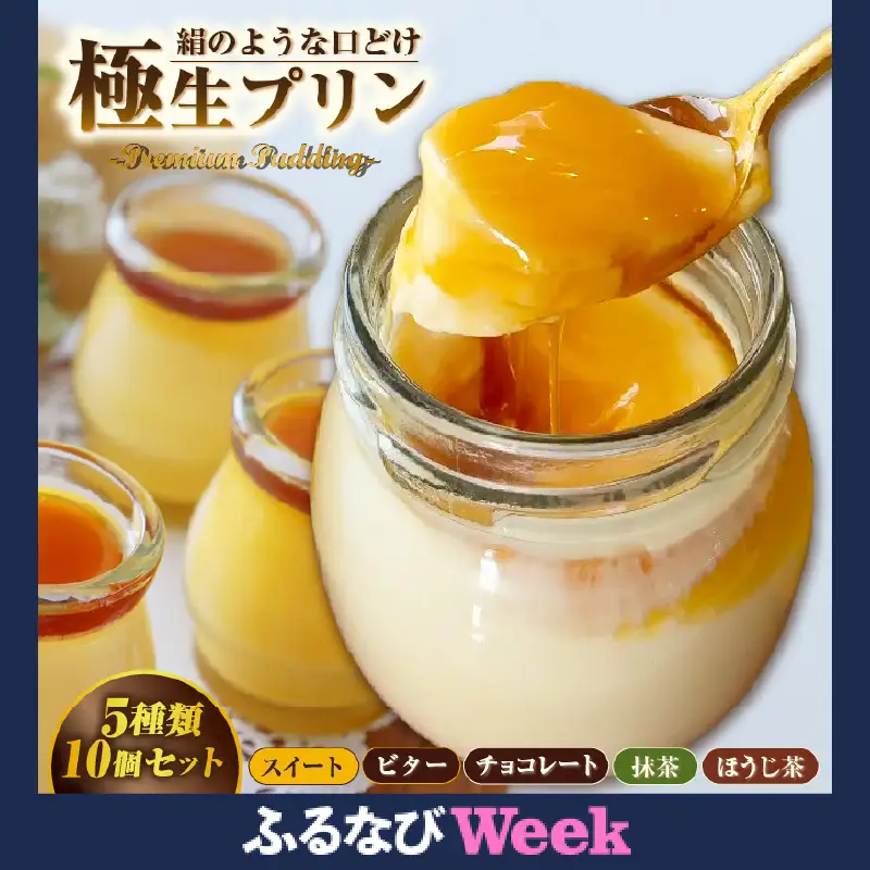 【ふるなびWEEK対象】極生プリン 5種10個セット（3587）