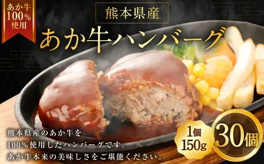 熊本県産あか牛ハンバーグ 150g×30個 計4.5kg 熊本県産 あか牛 ハンバーグ 30個 美味しさ 肉汁 国産 牛 牛肉 ニク にく 肉 お肉 化学調味料不使用 添加物不使用 安心 安全