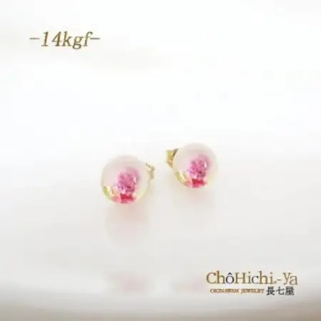長七屋の月桃ピアス　14KGF(BOX付)【GeーGFーPi06ー1】証明書付【1711491】
