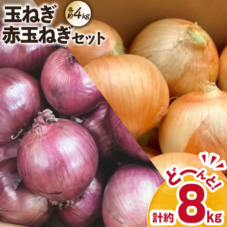 玉ねぎ 赤玉ねぎ セット 各約4kg 計約8kg [しげさん農園 長崎県 平戸市 hr42bgy420521]