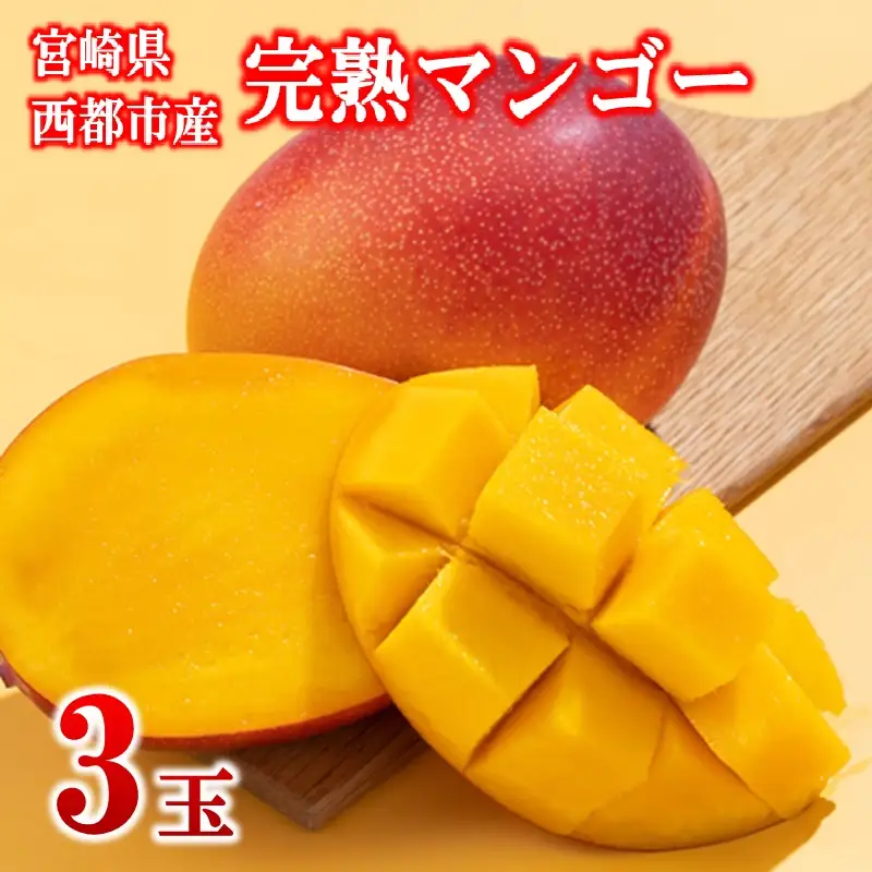 フルーツ専門店『南国フルーツ』厳選宮崎完熟マンゴー 3玉（計750ｇ）宮崎県西都市産＜73-4a＞