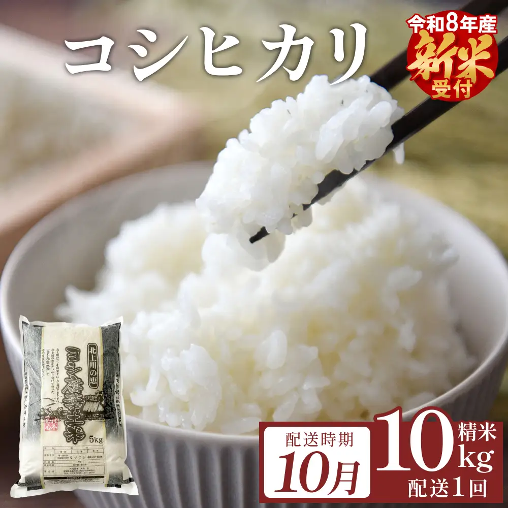【10月配送】 ＜先行予約＞ 米 令和8年産 コシヒカリ 精米 10kg ( 5kg × 2 )  単品 新米 こめ コメ お米 ご飯 白米 こしひかり