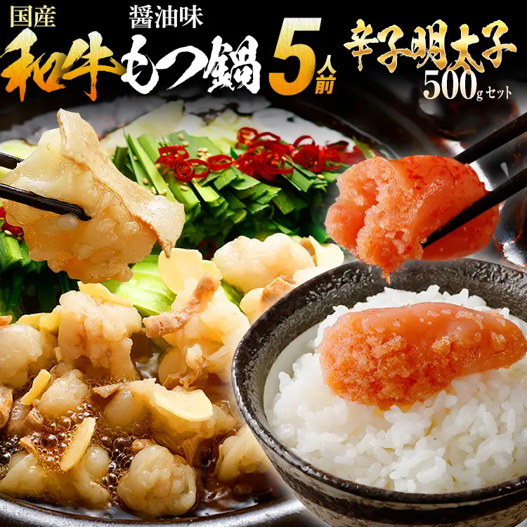 もつ鍋 【訳あり】 もつ鍋セット5人前＋無着色辛子明太子（切子）500g  もつ鍋 