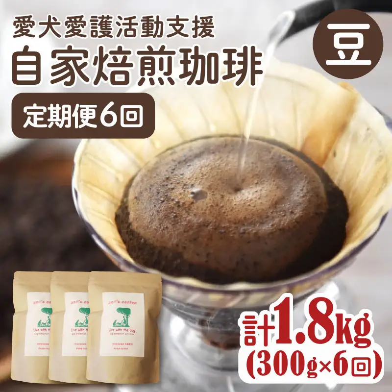 【コーヒー豆 定期便 6回】ann's cafe 自家焙煎珈琲 300g×6ヶ月 コーヒー豆