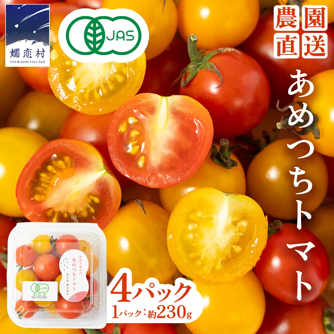【8月下旬発送開始】 ミニトマト 約 230g × 4パック 【 あめつち農園 】 [BP001tu]