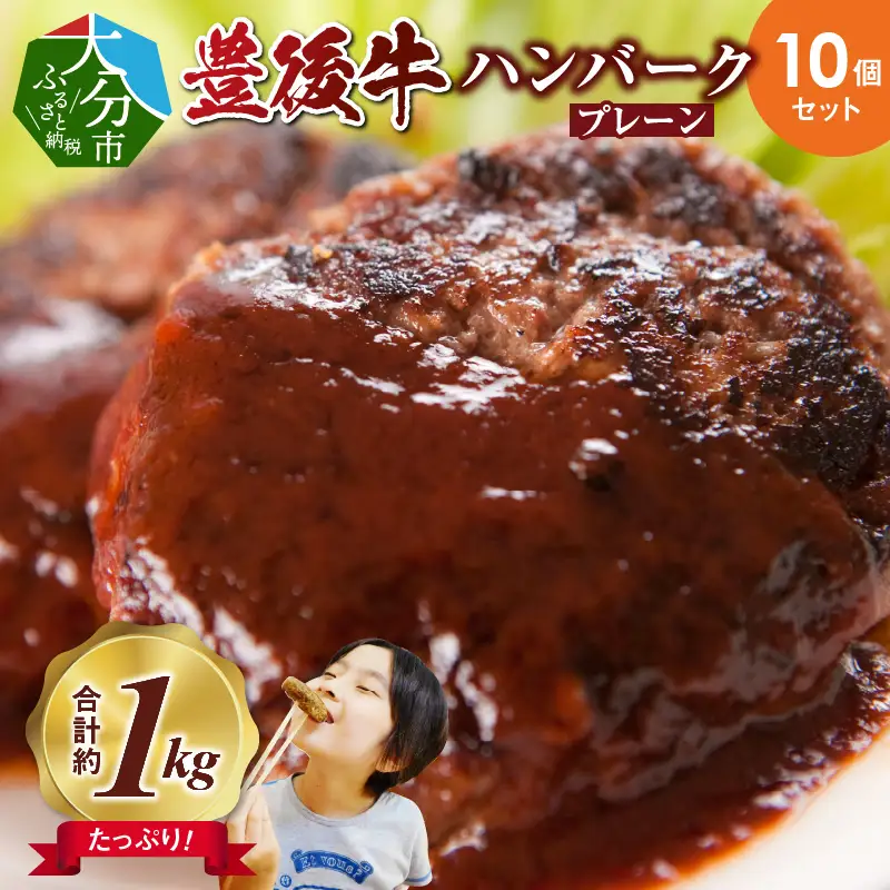 【お中元ギフト】 豊後牛ハンバーグ（プレーン） 10個セット（合計約1kg） ≪7/1～8/9の期間に発送≫ A05064-S