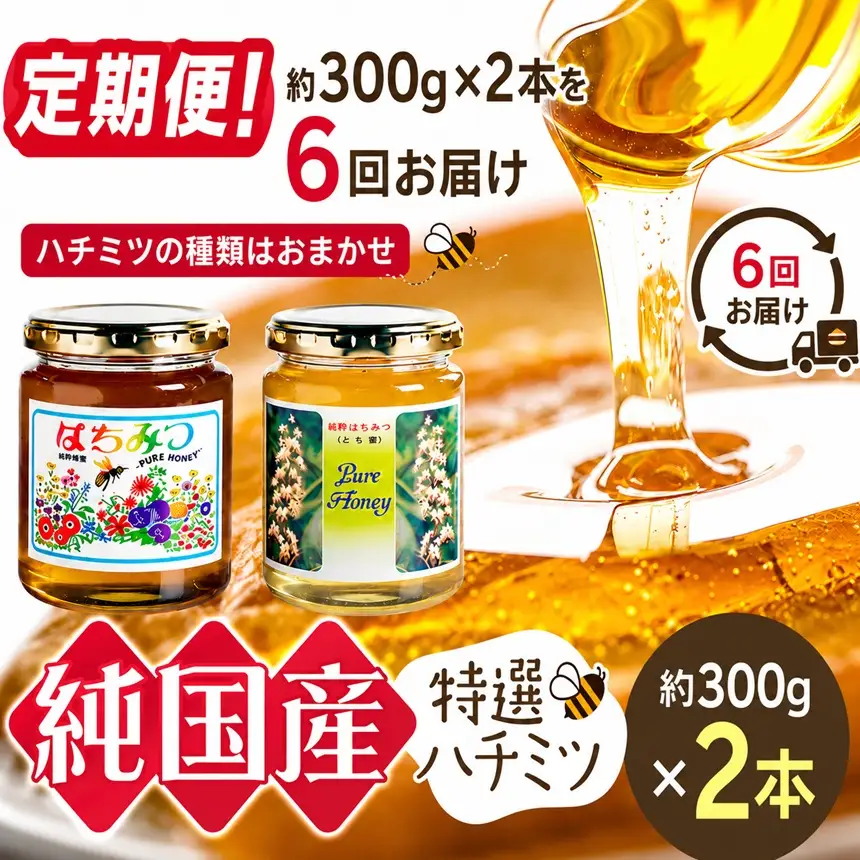 【定期便】芳川養蜂場特選ハチミツ 約300g × 2本 × 6回 | ハチミツ はちみつ 蜂蜜 国産 定期便 長野県 信州 木島平村