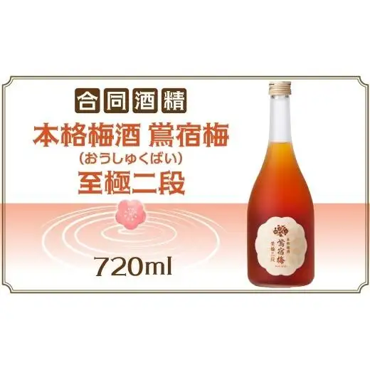 合同酒精 本格梅酒 鴬宿梅 おうしゅくばい 至極二段 720ml 梅酒 果実酒 フルーツ酒 ロック ソーダ割り 水割り 鶯宿 奈良県産 国産梅 フレッシュ 熟成 甘い 爽快感 お酒 酒 アルコール 飲料 ご当地 お取り寄せ 送料無料 千葉県 松戸市