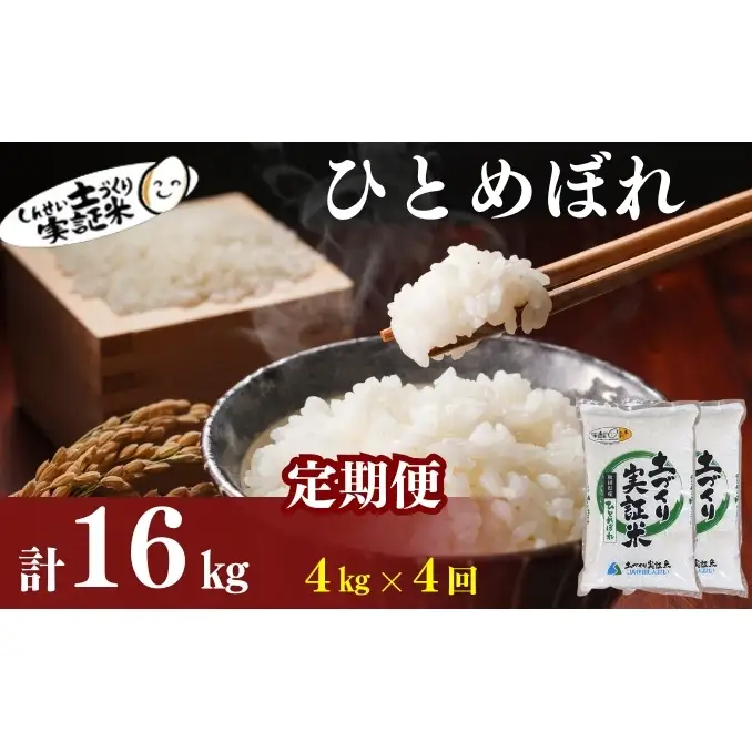 【新米先行予約　11月以降順次発送予定】定期便 全4回 ひとめぼれ 4kg(2kg×2)×4回 計16kg 令和8年産〈土づくり実証米〉JAしんせい【 精米 白米 米 コメ お米 ブランド米 ご飯 ごはん低たんぱく 秋田 にかほ 】