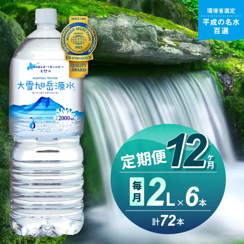【12ヵ月定期便】大雪旭岳源水（2L×6本）