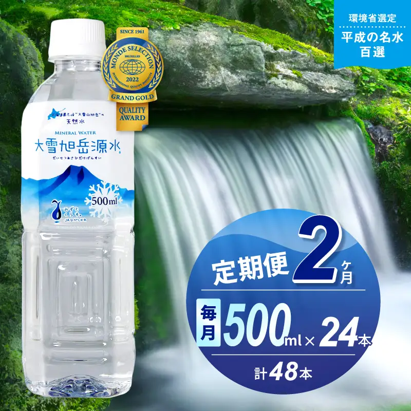 【2ヵ月定期便】大雪旭岳源水（500ml×24本）