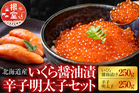【北海道根室産】[鮭匠ふじい]いくら醤油漬250g・辛子明太子250g C-42069