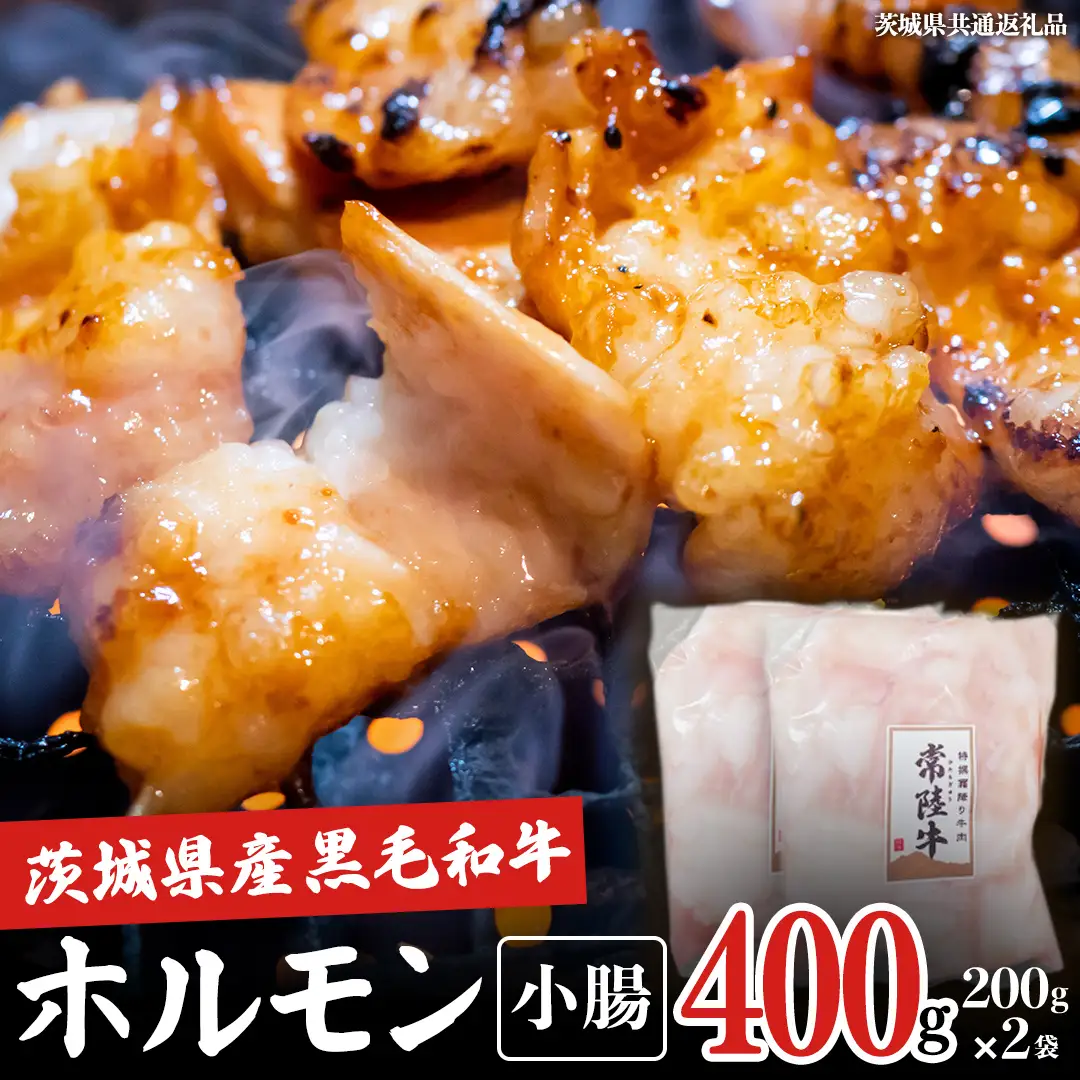 【茨城県産】 黒毛和牛 もつ鍋 焼肉用 小腸 400g（200g×2パック） (茨城県共通返礼品)