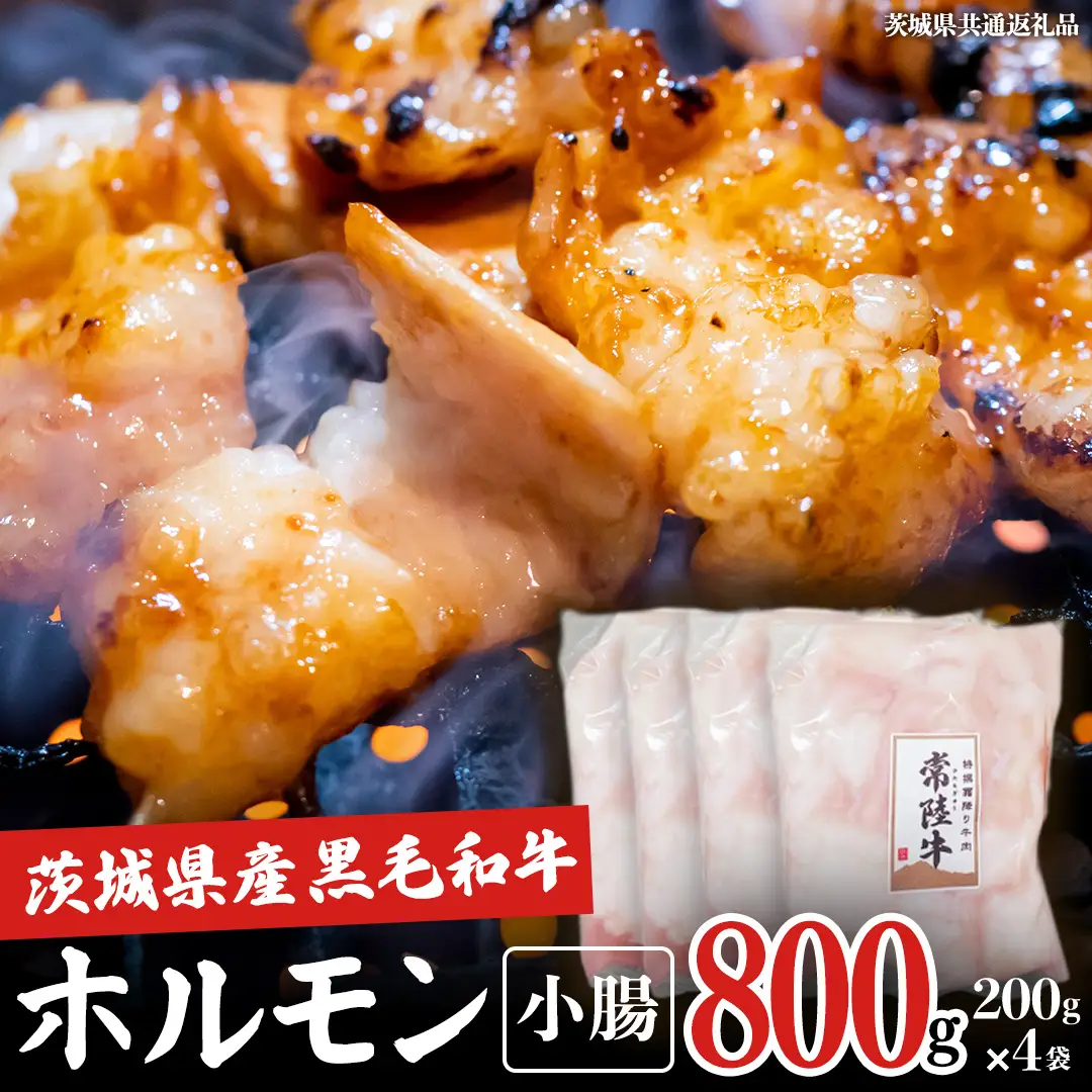 【茨城県産】 黒毛和牛 もつ鍋 焼肉用 小腸 800g（200g×4パック） (茨城県共通返礼品)