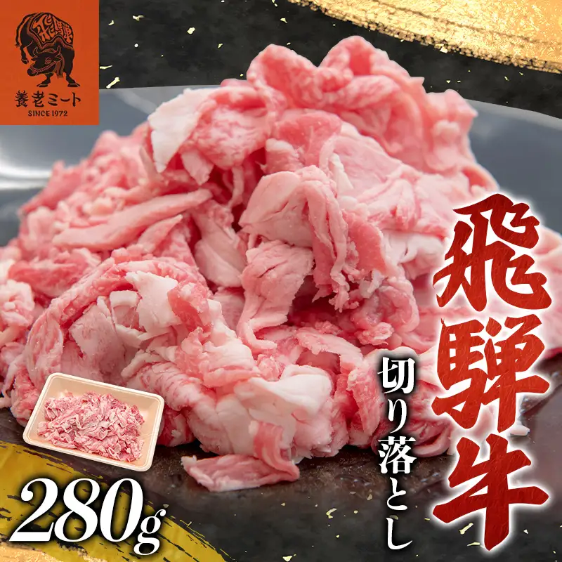 飛騨牛 切り落とし 280g 牛肉 和牛 肉 お肉 切落し 不揃い 訳あり  岐阜県 坂祝町 養老ミート ブランド牛 国産 霜降り 赤身 モモ カタ スライス すき焼き 牛丼 炒め物 冷凍 お取り寄せ 8000円  F6M-396