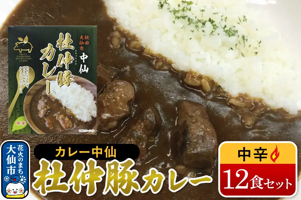 カレー 中仙の杜仲豚カレー 中辛 12食 セット 物産中仙 秋田県 大仙市
