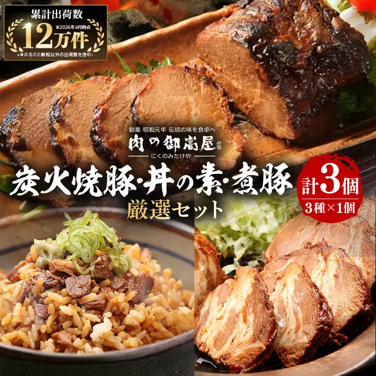 チャーシュー 焼豚 焼豚丼の素 煮豚 厳選セット 3種 計3個（各1個）