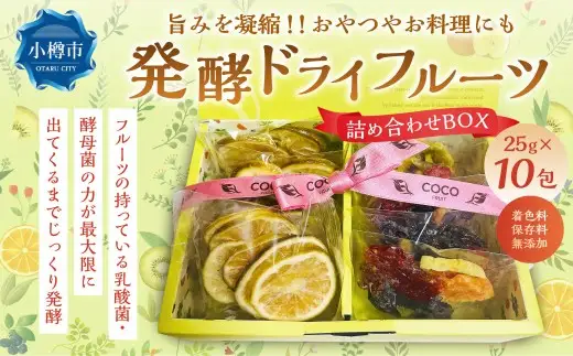 小樽から新返礼品！ 発酵ドライフルーツ ・ 詰め合わせBOX 10包 （計250g） ／ ドライフルーツ 果物 果実 フルーツ デトックスウォーター 北海道 小樽市 冷蔵