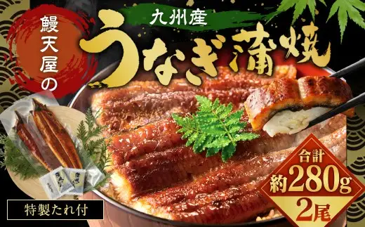 【土用の丑の日にお届け】鰻天屋の九州産うなぎ 蒲焼 約140g×2尾 セット