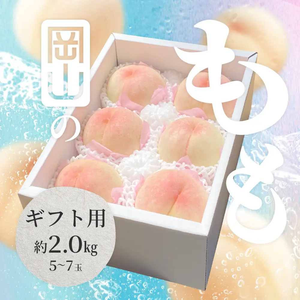 2026年 岡山県産 白桃 ギフト用 約2kg（5〜7玉）