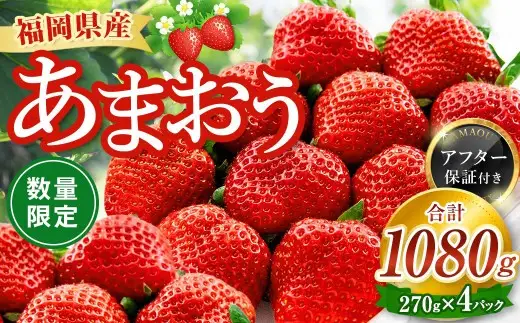 数量限定 福岡県産 あまおう 計 1080g 270g×4パック【2027年2月上旬～4月上旬発送予定】