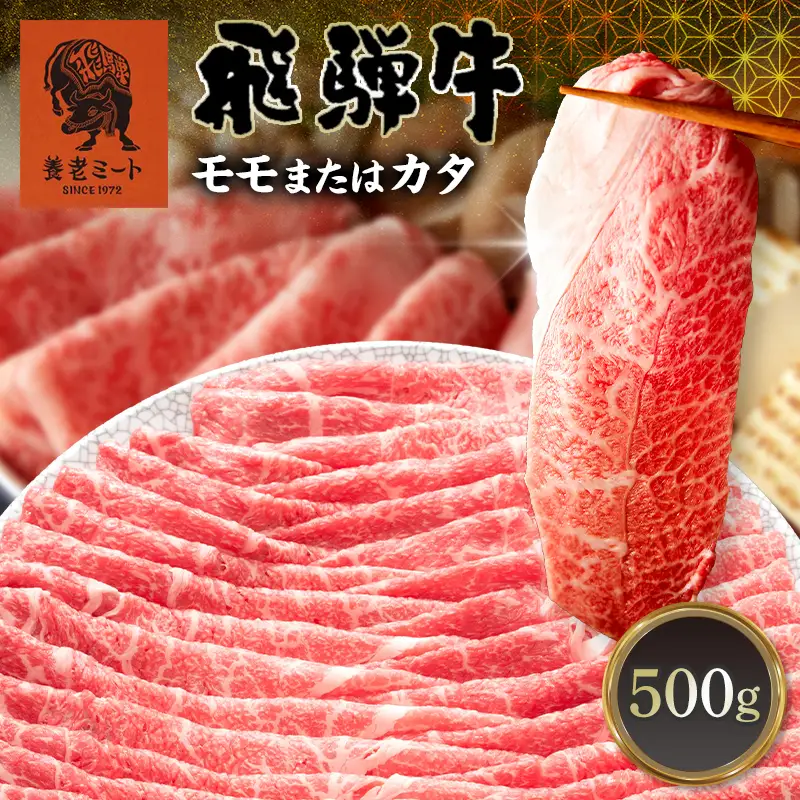 飛騨牛 モモ カタ 500g 赤身 すき焼き しゃぶしゃぶ 牛肉 和牛 肉 贅沢 ヘルシー カタ肉 岐阜県 坂祝町 養老ミート ギフト 御祝 内祝 2 人前 3 人前 お取り寄せ グルメ 鍋  F6M-399
