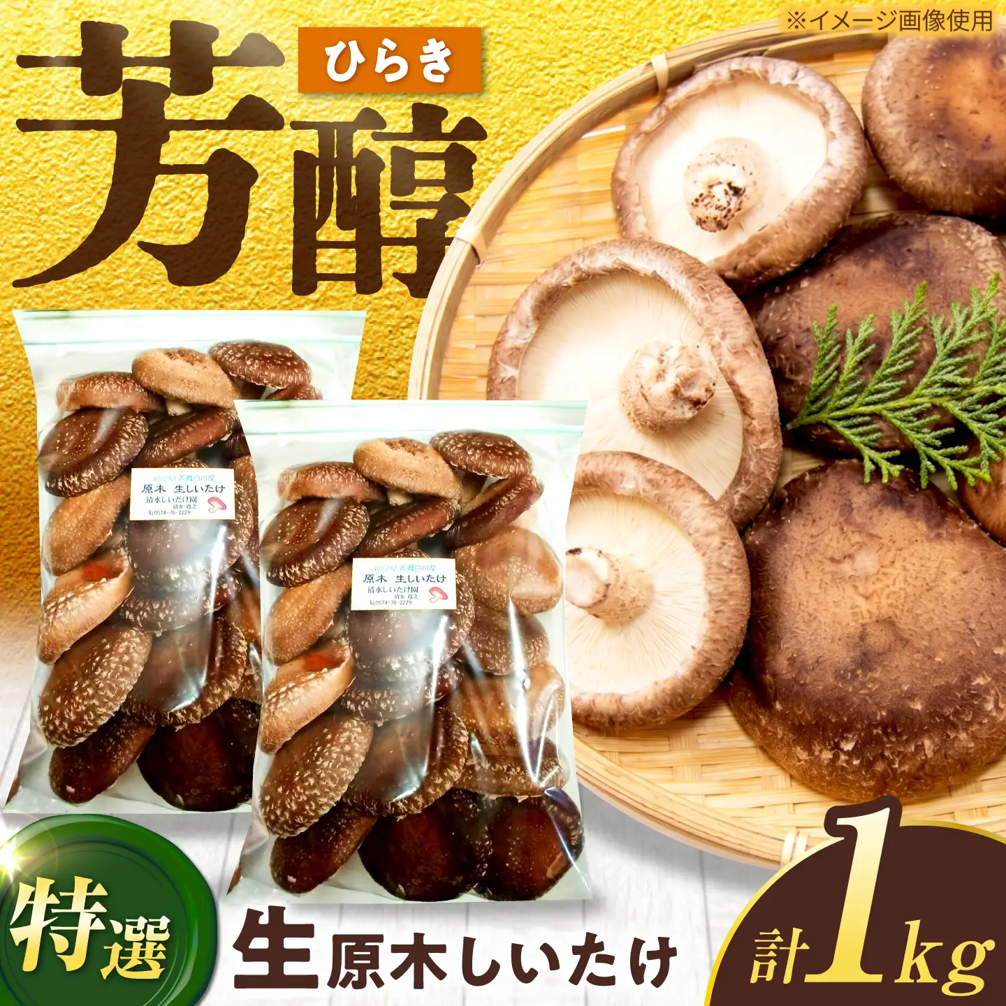 生しいたけ ひらき 1kg / 清水しいたけ園[AWAY006]生しいたけ