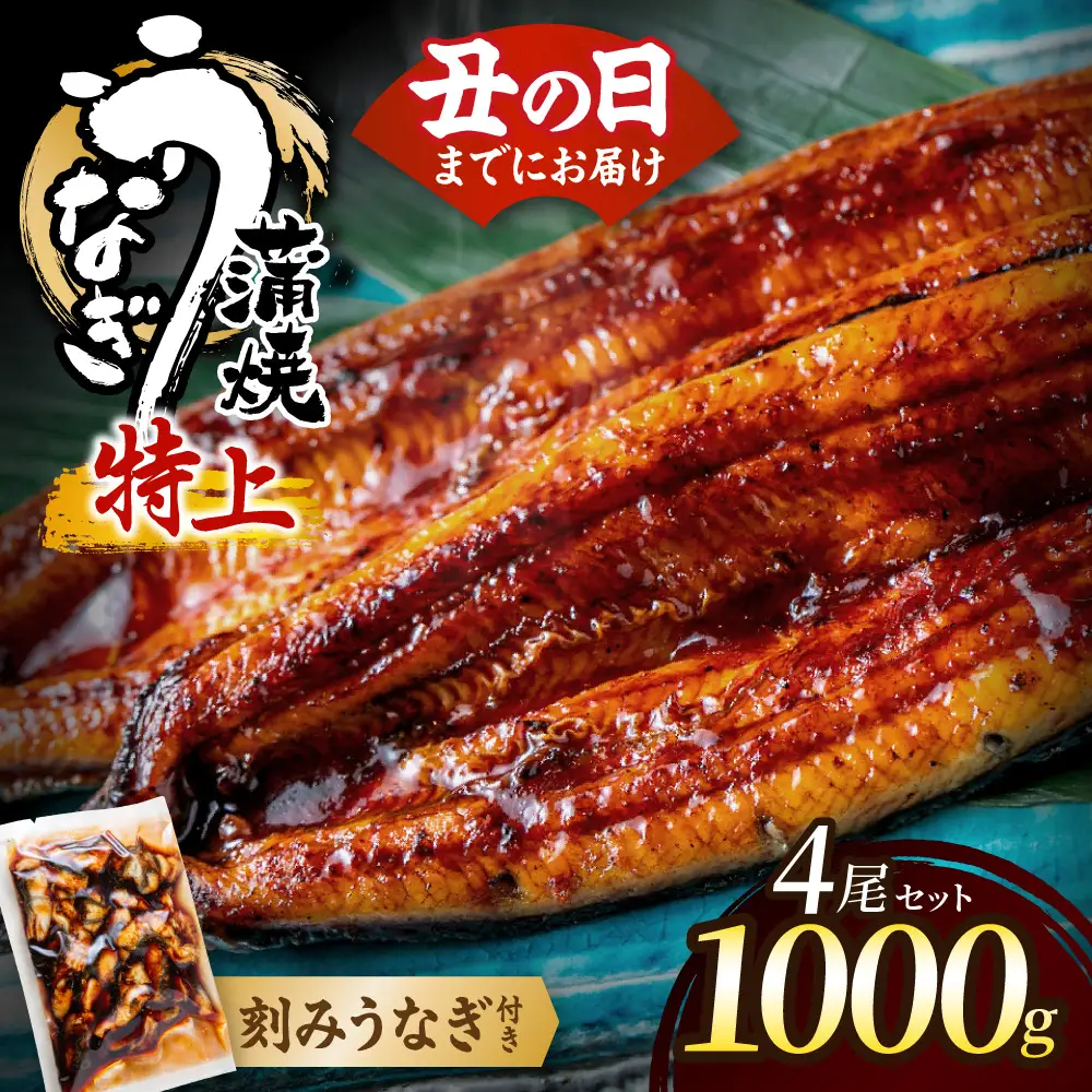 数量限定！地域応援企画！うなぎ蒲焼き4尾セット＜刻みうなぎ40g×1袋付＞【魚住商店】_HA1494-CP
