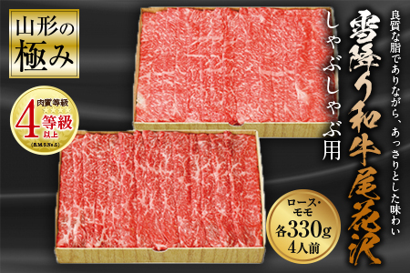 山形の極み 雪降り和牛尾花沢 しゃぶしゃぶ用 肉質等級：4等級(B.M.S.No.5)以上 F2Y-0847