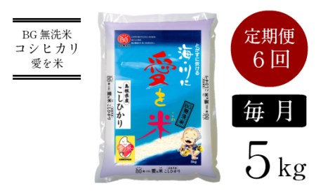 BG無洗米コシヒカリ 5kg×6ヵ月 定期便【毎月】【令和7年産 愛を米 時短 6ヶ月 半年 計30kg こしひかり 島根県産 新生活応援 お試し 節水 アウトドア キャンプ 東洋ライス 】【90-SS-03】