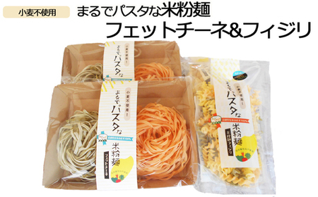 まるでパスタな米粉麺 フェットチーネ＆フィジリセット【米粉100% アレルギー ショートパスタ カラフル マカロニ きぬむすめ 料理 パスタ お弁当 惣菜 麺類 島根県 安来市】