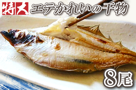 特大！旬獲れエテかれいの干物（８尾）【特大 エテかれいの干物 140g～170g×8尾 合計約1100g～1200g 国産 魚介類 魚 カレイ 一夜干 肉厚 無添加 白かれい 父の日 母の日】