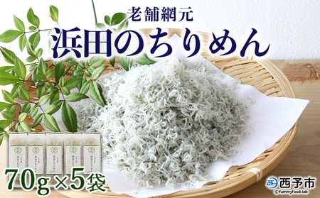 ＜老舗網元 浜田のちりめん 計350g (70g×5袋)＞ かたくちいわし 小魚 カルシウム 乾物 小分け 国産 マルヨシ水産 特産品 愛媛県 西予市【冷蔵】『1か月以内に順次出荷予定』 AMS0003