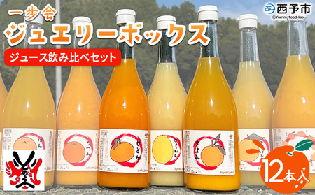 ＜一歩会 ジュエリーボックス ジュース飲み比べセット 720ml×12本入り（果汁100%ストレートジュース）愛媛 みかん＞ ミカン 柑橘 果物 フルーツ 特産品 渡江から一歩を踏み出す会 飲んで応援 愛媛県 西予市【常温】『令和8年5月より順次発送』ATI0028