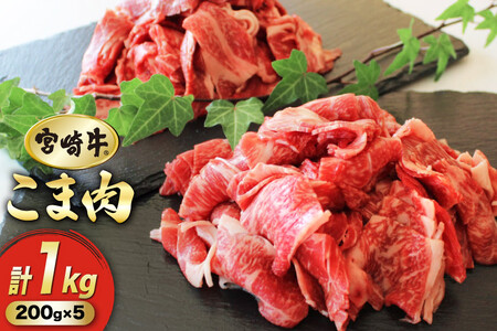 牛肉 宮崎牛 小間切れ 200g 5p 計1kg [マルミヤストア 宮崎県 美郷町 31ag0108]