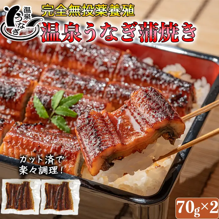 国産 温泉うなぎ 蒲焼 カット 70g×2【大分水産】 うなぎ 完全無投薬 九州 大分県 うな丼 うな重 冷凍 鰻 ギフト 受賞 食べきり 個包装 小分け スタミナ 夏バテ ＜104-001＞