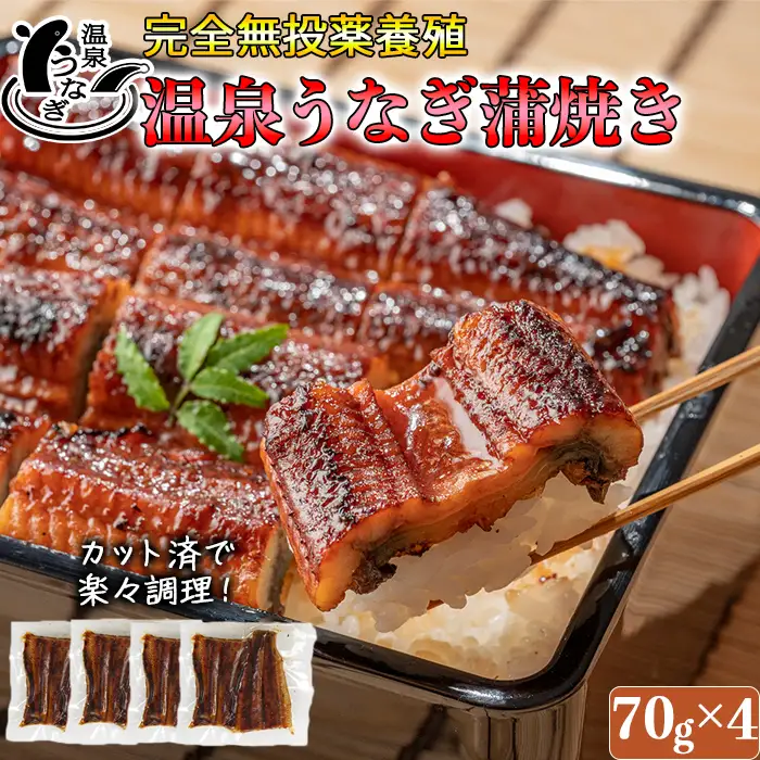 国産 温泉うなぎ 蒲焼 カット 70g×4【大分水産】 うなぎ 完全無投薬 九州 大分県 うな丼 うな重 冷凍 鰻 ギフト 受賞 食べきり 個包装 小分け スタミナ 夏バテ ＜104-003＞
