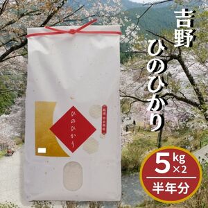 【定期便】吉野ひのひかり10kg（5Kg×2袋）×半年分《川本米穀店》