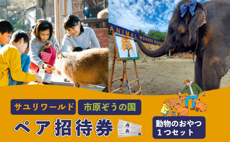 市原ぞうの国 ペア 招待券 + 動物のおやつ 1つセット 動物園 チケット 入場券 優待券 レジャー 体験 施設利用券 