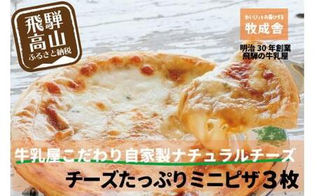 【寄附額見直しました！】＜牧成舎＞ 自家製チーズたっぷり ミニピザ 3枚セット | ピザ 牧場 チーズ おいしい 手軽 簡単調理 ご褒美 牧場 DF009