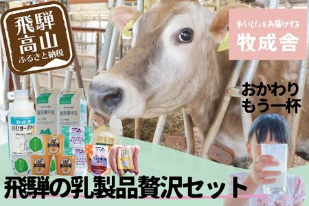 ＜牧成舎＞飛騨の牛乳屋のこだわり乳製品贅沢セット（牛乳・ヨーグルト・チーズ・ソーセージ） DF027