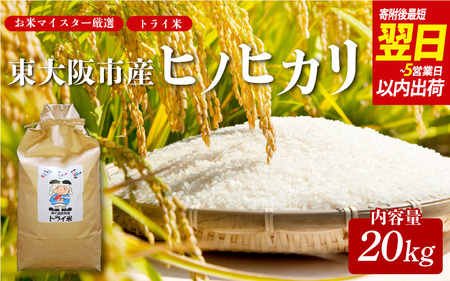 【スピード発送!! 】 東大阪市産 ヒノヒカリ 令和7年度産  20㎏ お米マイスター厳選 トライ米【1週間以内に発送】【東大阪市産ヒノヒカリ】 【お米マイスター厳選 米 お米 白米 コメ ひのひかり 精米 新生活 応援 】スピード配送】