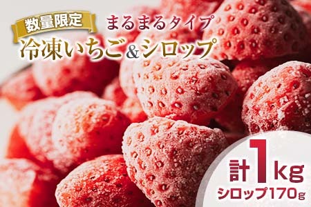 グランプリ受賞 数量限定 冷凍いちご シロップ付 計1kg+170g 【まるまるタイプ】 果物 くだもの フルーツ 苺 国産 自家製 スムージー イチゴジャム おやつ デザート 詰め合わせ 小分け 産地直送 おすそ分け 贈り物 ギフト 宮崎県 日南市 送料無料_BAV3-24