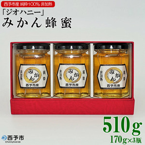 みかん蜂蜜「ジオハニー」170g×３瓶（化粧箱入り） USS0005