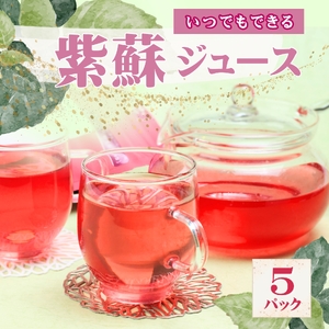 AT1　いつでもできる　紫蘇ジュース5パック【 しそ シソ 紫蘇 ジュース 乾燥 甘くない ティーパック お茶 国産 】