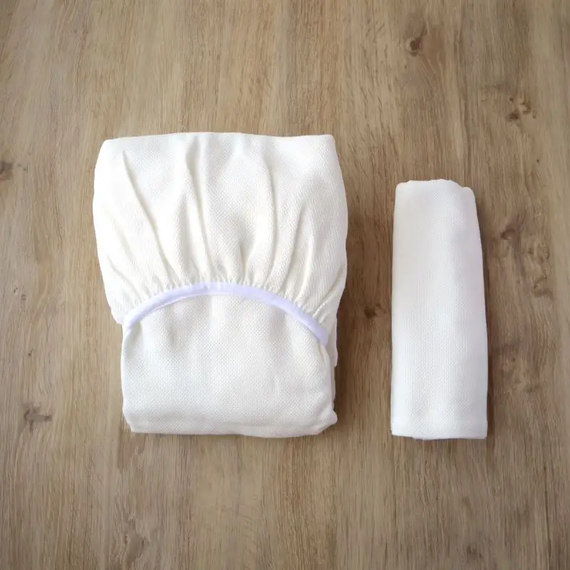 【tissu de coton/ハニカム織】泉州南部織 「ボックス」シングルシーツ＆ピロー（WH）