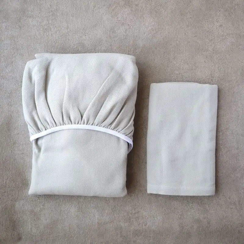 【tissu de coton/ハニカム織】泉州南部織 「ボックス」シングルシーツ＆ピロー（LGY）