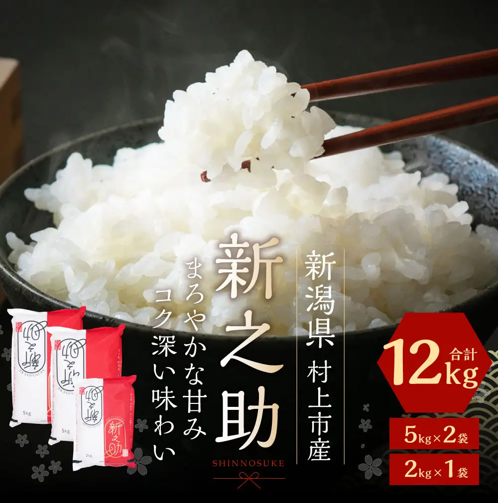 【令和7年産米】新潟県村上市岩船産新之助12kg B4030