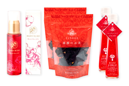 【ローズドビオ】ブラッディーローズジェリー（美容液）と薔薇のお茶、ローズシロップセット【美容液クリーム 40ml 1本 薔薇 お茶 8g 2袋 シロップ 120ml 2本 バラ 贈答 母の日】